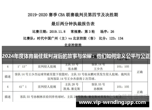 2024年度体育最佳裁判背后的故事与荣耀：他们如何定义公平与公正