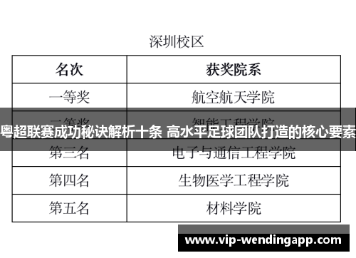 粤超联赛成功秘诀解析十条 高水平足球团队打造的核心要素