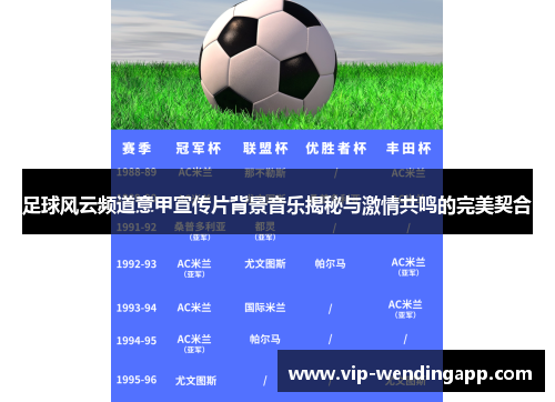 足球风云频道意甲宣传片背景音乐揭秘与激情共鸣的完美契合