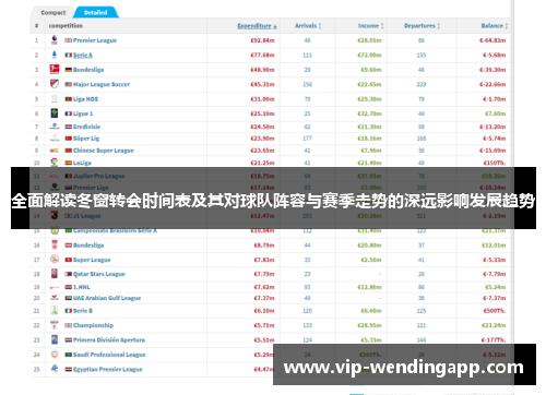 全面解读冬窗转会时间表及其对球队阵容与赛季走势的深远影响发展趋势